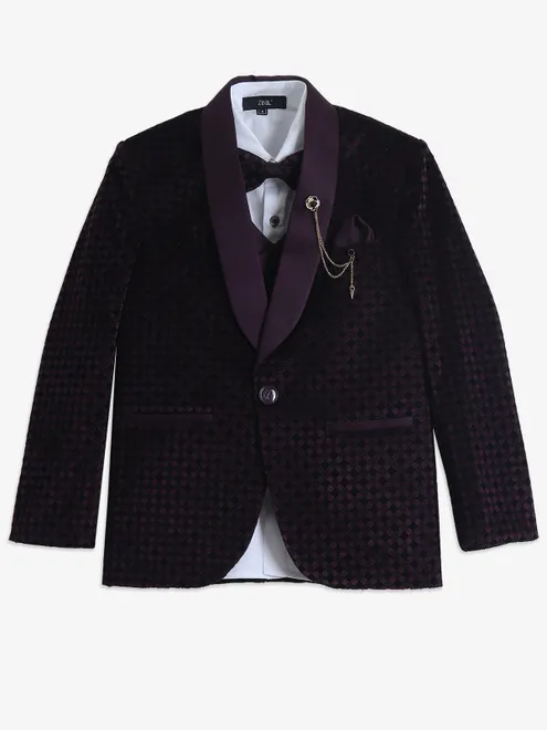 Stylish wine velvet coat suit
