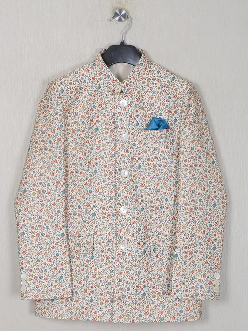 Terry rayon jodhpuri suit in off white for party wear