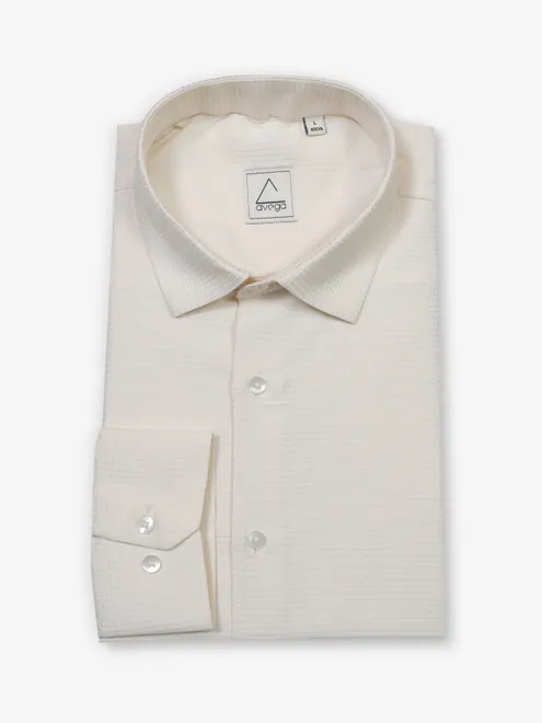 Textured cotton cream party wear shirt
