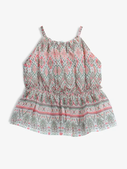TINY GIRL printed cotton white top