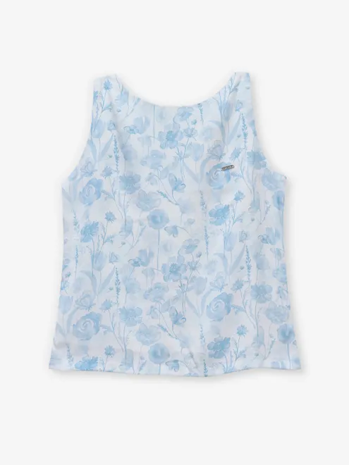 TINY GIRL white floral printed cotton silk top