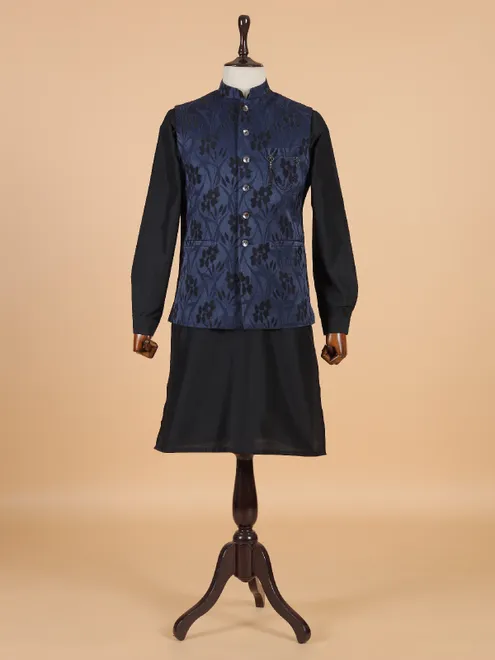 Trendy blue waistcoat set for man