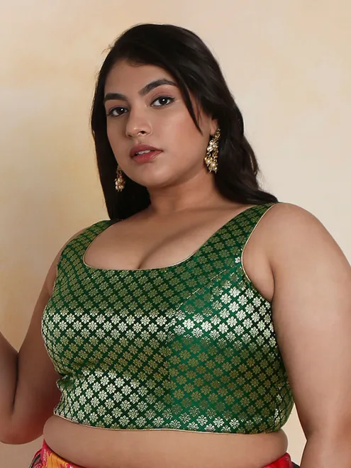 Trendy brocade green blouse