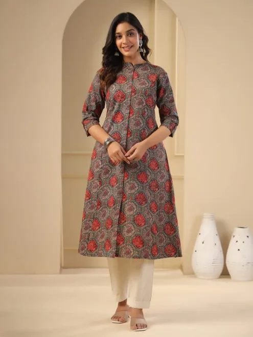 Trendy brown kurti cotton printed kurti