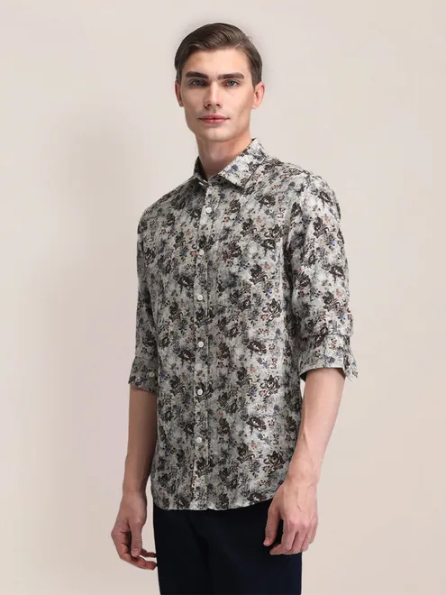 U S POLO ASSN grey  cotton shirt in print
