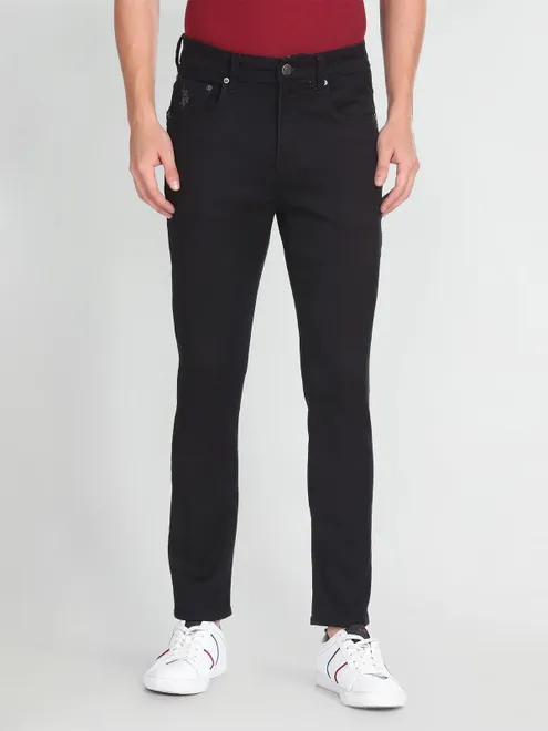U S POLO ASSN solid black slim fit denim jeans