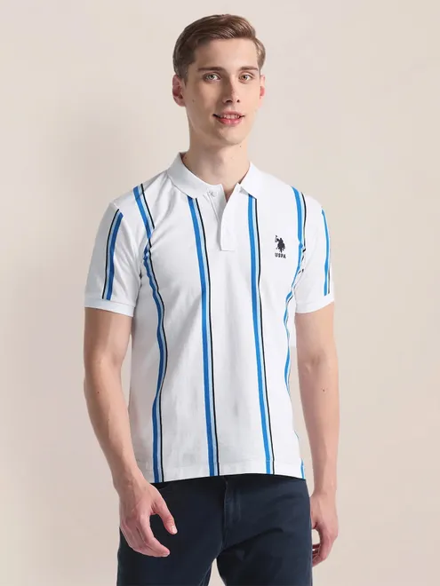 U S POLO ASSN white cotton polo t-shirt