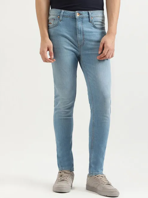 UCB washed blue denim jeans for men