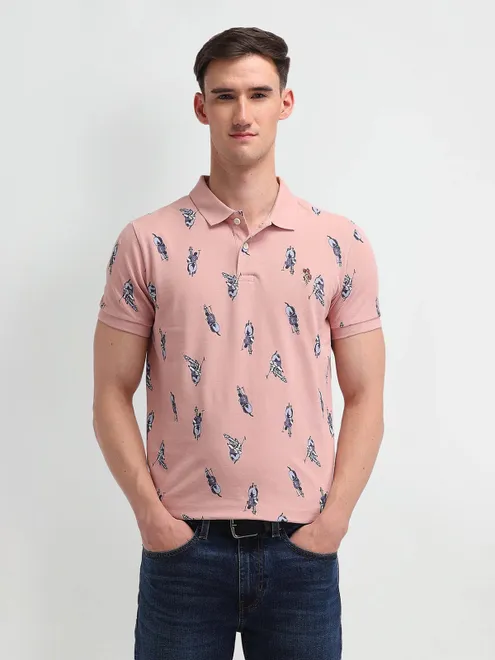 US POLO peach logo printed polo t-shirt