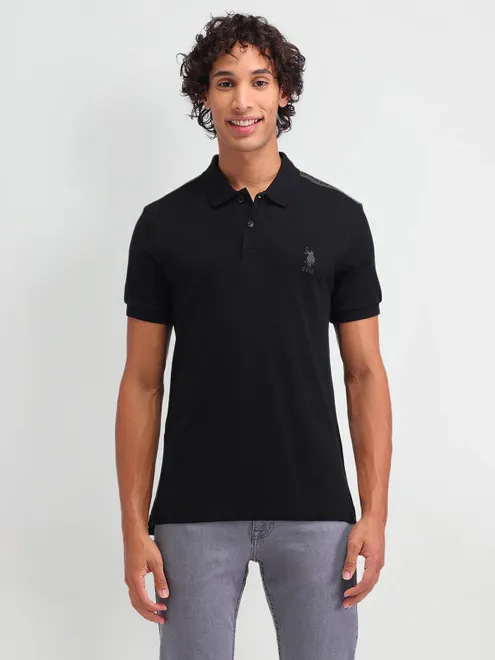 US POLO slim fit cotton black t-shirt for men