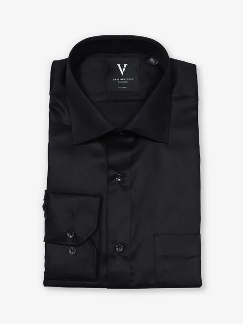 VAN HEUSEN black plain cotton shirt