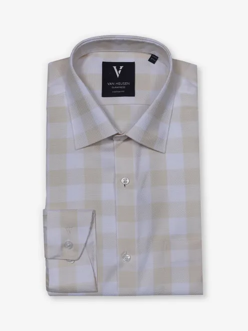 VAN HEUSEN cream checks cotton shirt