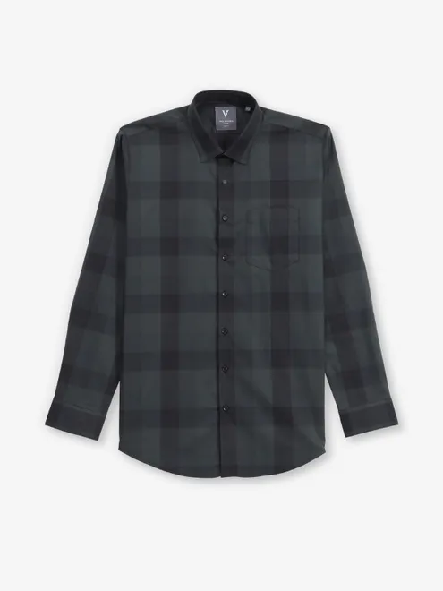 VAN HEUSEN dark green checks shirt for men