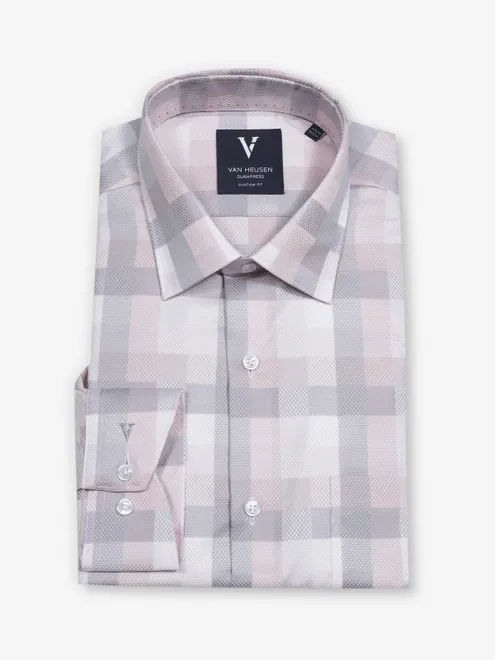 VAN HEUSEN grey checks formal shirt