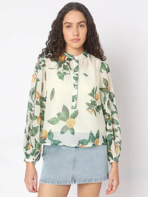 VERO MODA off-white printed top