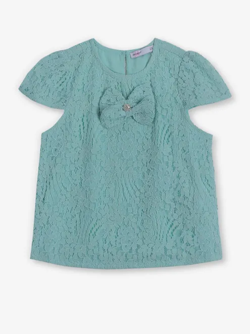VERO MODA sea green cotton cutwork top