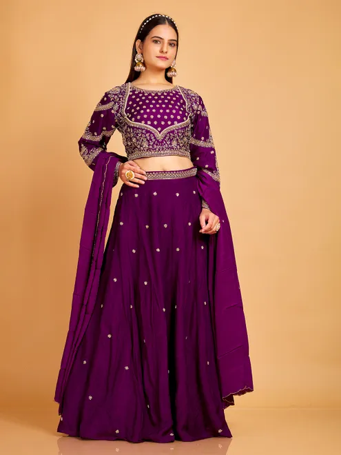 Claasic purple silk lehenga choli