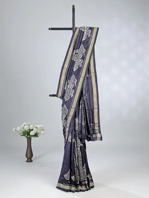 Navy patola silk saree with printed for festive