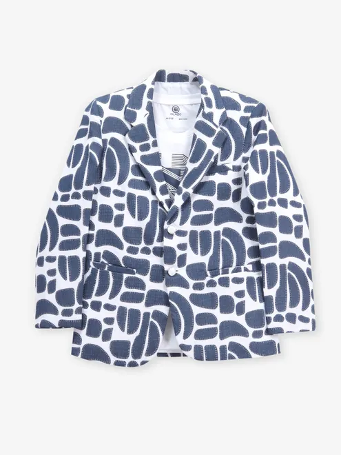 White and blue cotton party blazer