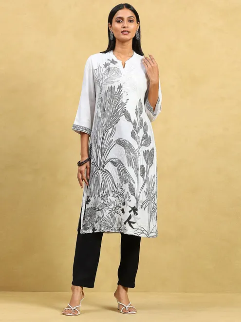White casual wear cotton kurti for women casual wear