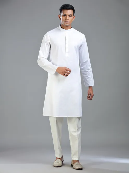 White classic ethnic stylish kurta suit for men