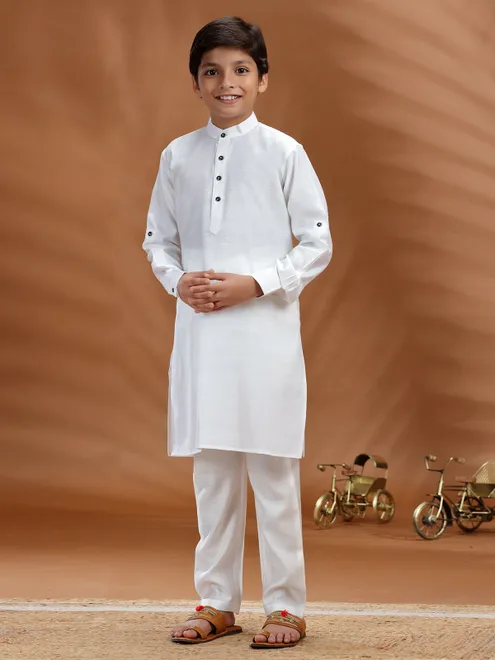 White cotton kurta pant set
