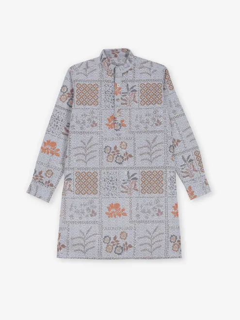 White cotton silk embroidery and sequins kurta