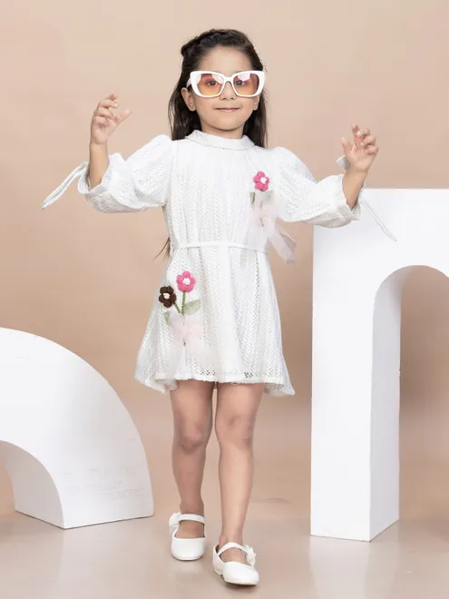 White knit frock for elegant look