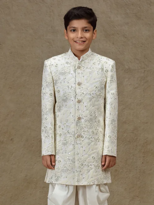 White silk boys indowestern