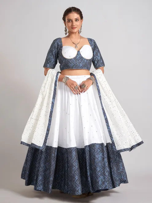 White silk gota and aabla chaniya choli