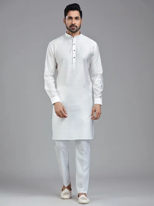 White simplistic kurta suit for festive wear