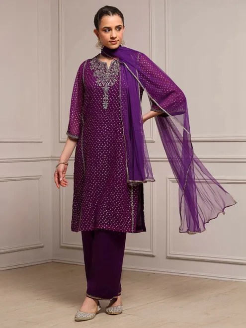 Wine festive wear georgette kurti set