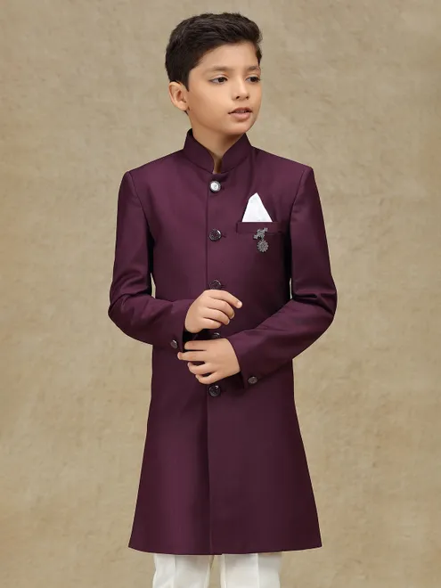 Wine terry rayon indowestern for wedding wear