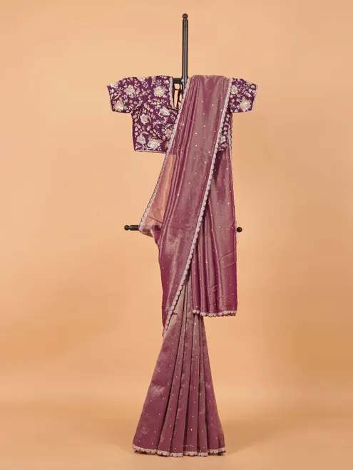Wine wedding wear saree in organza