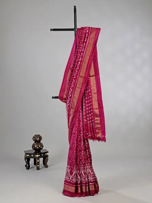 Wine zari weaving patola silk saree for wedding elegance