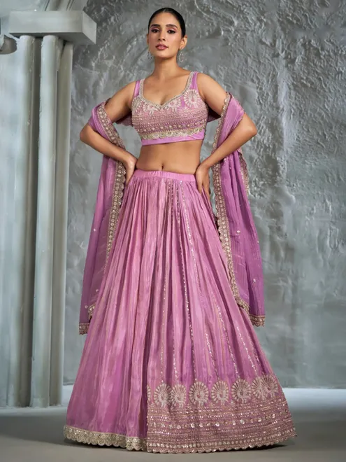 Wonderful light purple silk lehenga choli