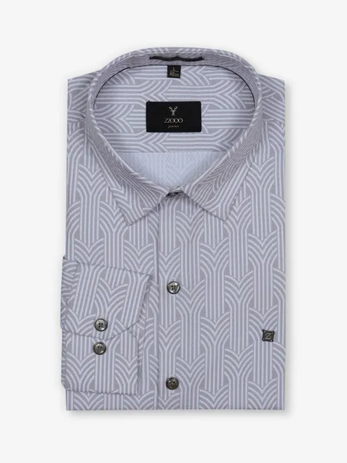 Z2000 white printed cotton slim fit shirt