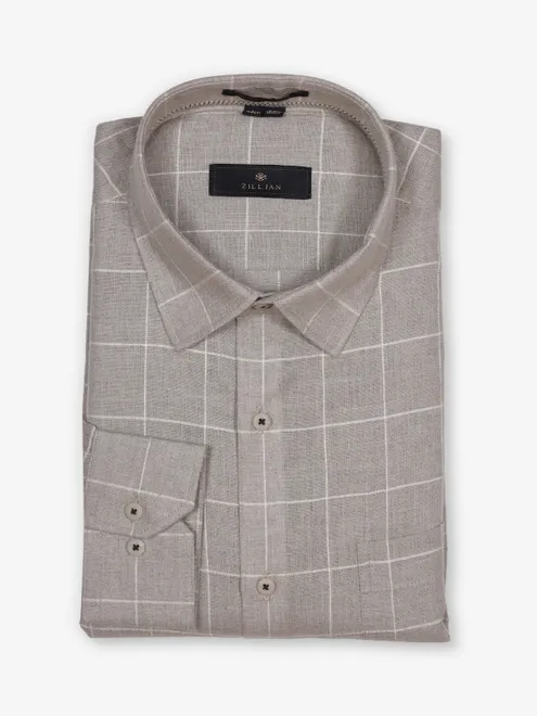 ZILLIAN formal beige linen shirt