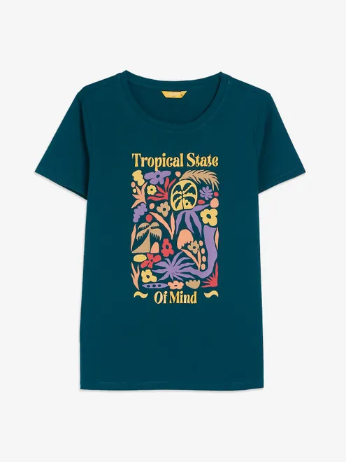 SPYKAR teal blue printed t-shirt