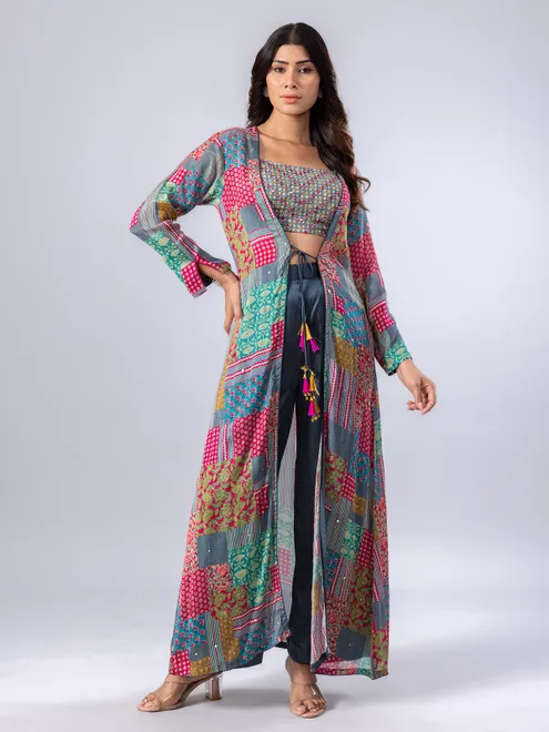 Stunning grey printed palazzo suit