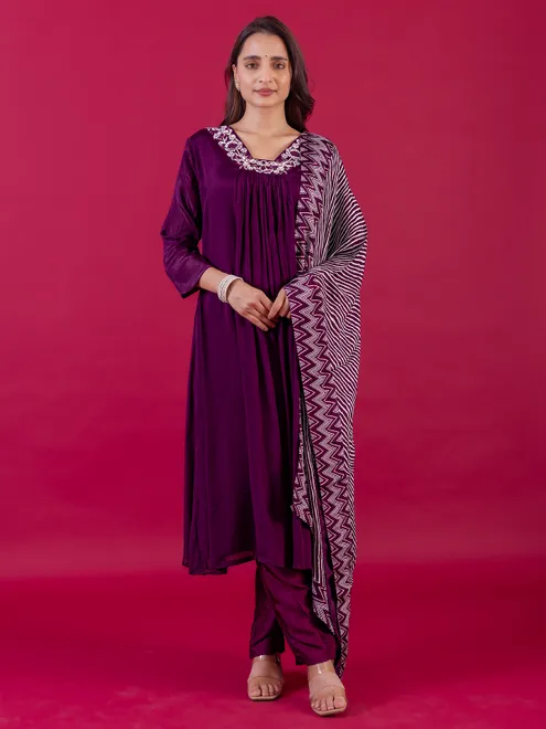 Latest dark purple georgette salwar suit
