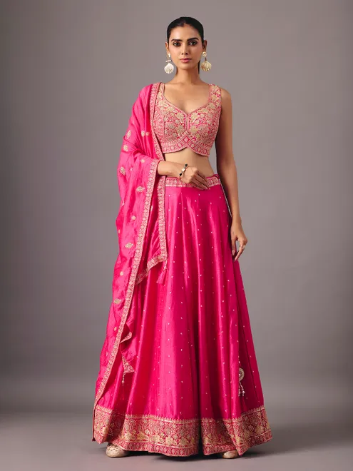 Royal rani pink silk lehenga choli with festive wear
