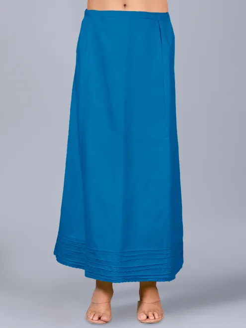 Blue plain saree petticoat in cotton