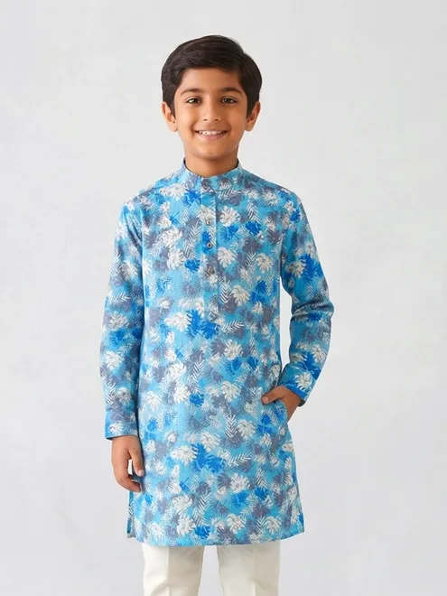 Stunning sky blue printed kurta