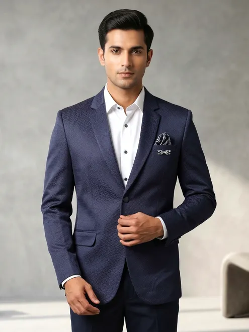 Navy part wear cotton blazer for men