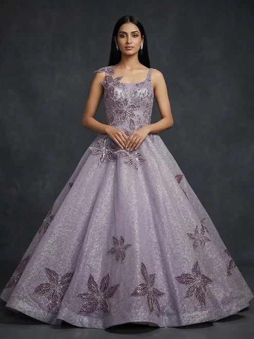 Elegant purple net gown