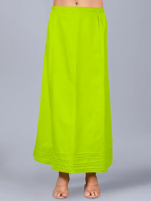 Bright green cotton saree petticoat