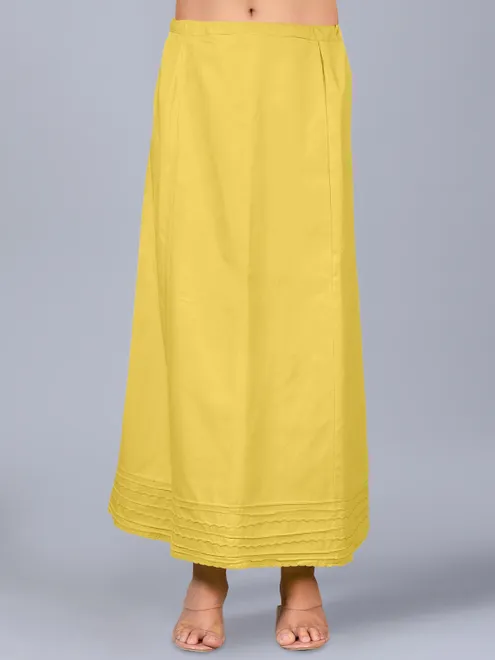 Mehendi yellow plain cotton petticoat