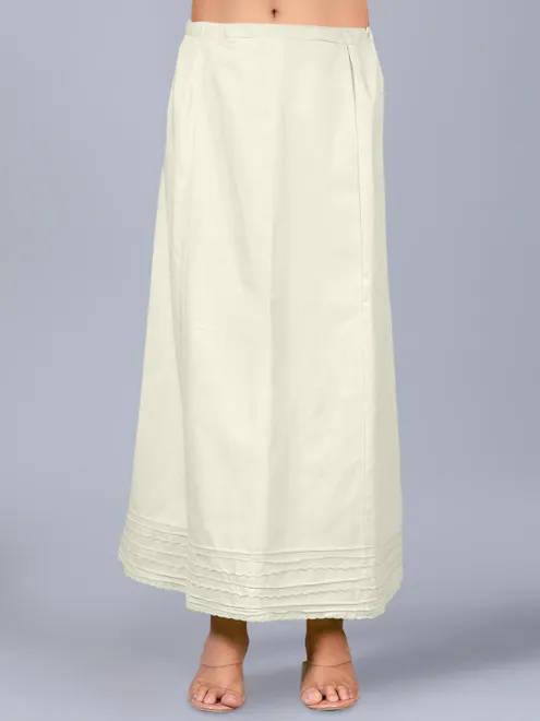 Off-white cotton plain saree petticot