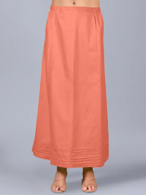 Dark peach plain saree petticot